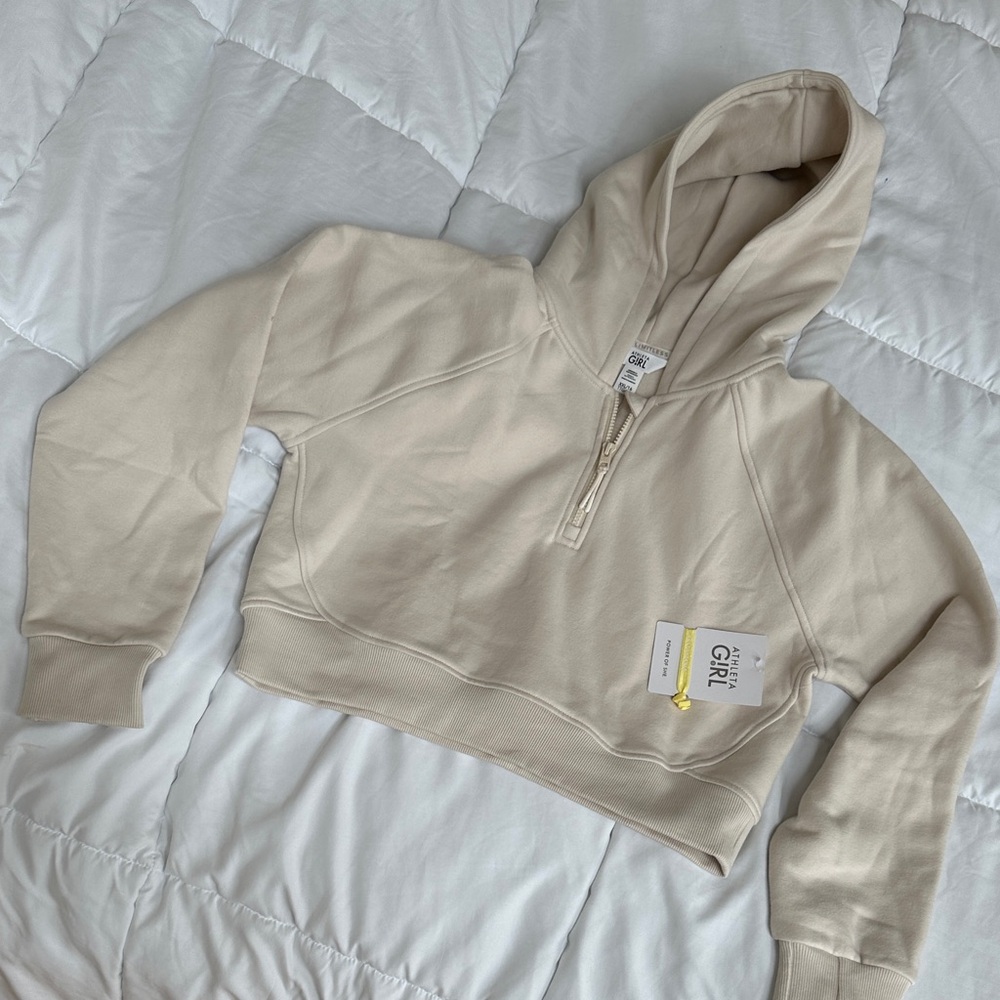 Athleta Girl Half-Zip Hoodie XXL 16 NWT CREAM